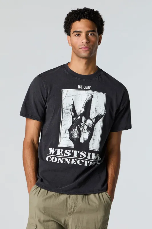 T-shirt délavé à imprimé Ice Cube sold by Urban Planet