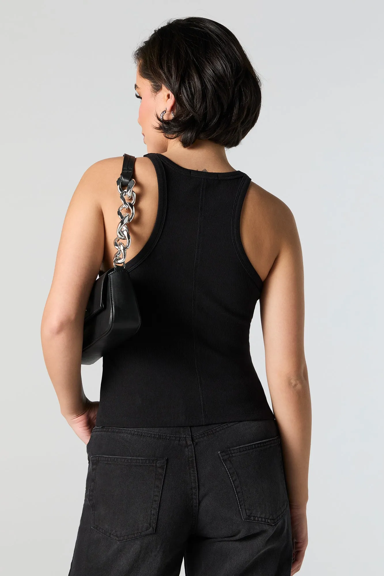 Ribbed High Neck Tank sold by Urban Planet product image thumbnail 3