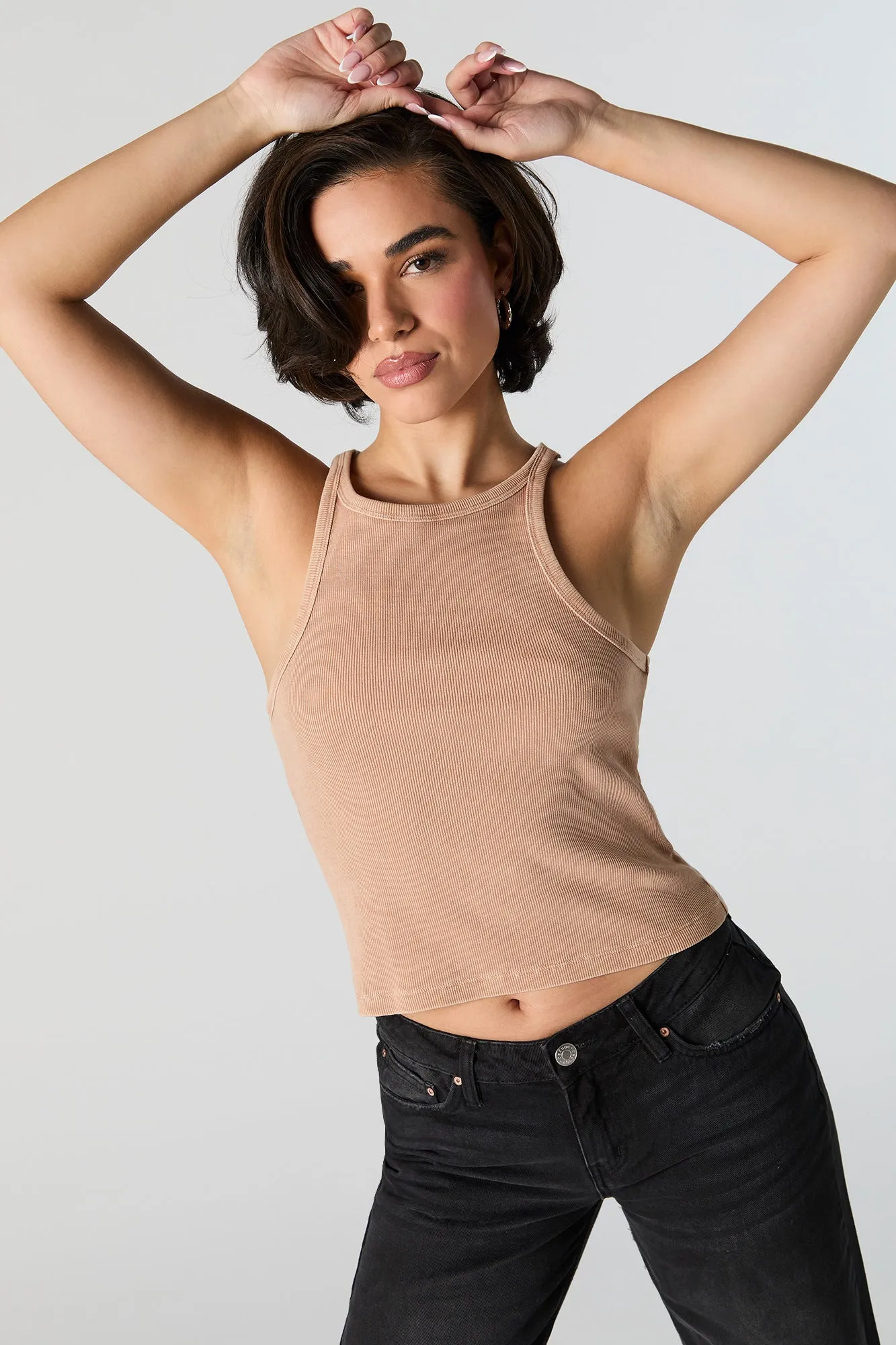 Ribbed High Neck Tank sold by Urban Planet