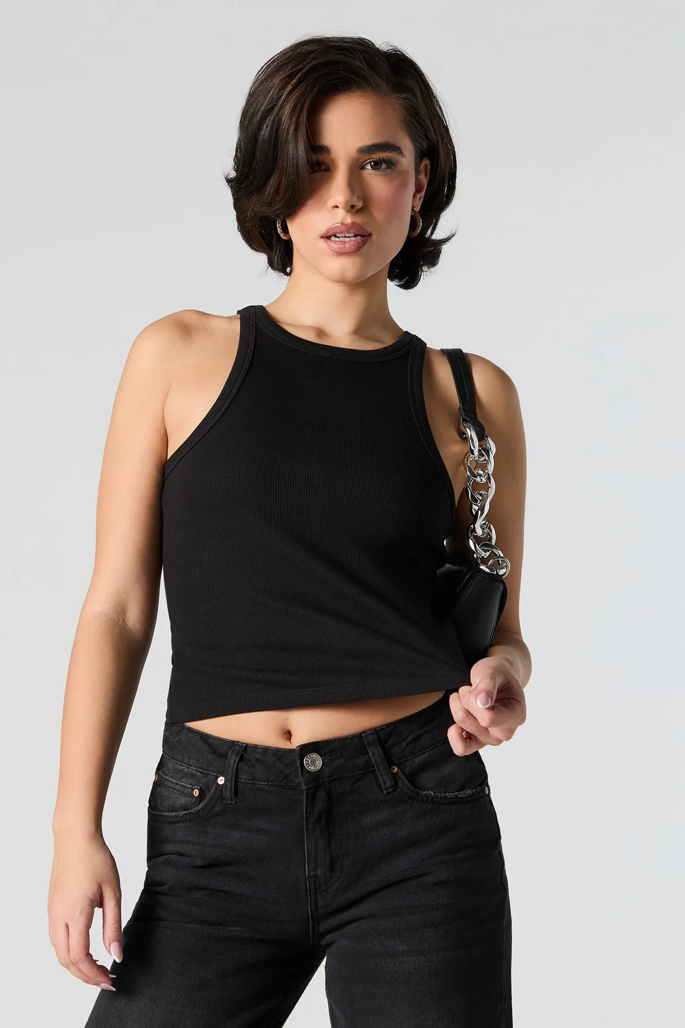 Ribbed High Neck Tank sold by Urban Planet product image thumbnail 2