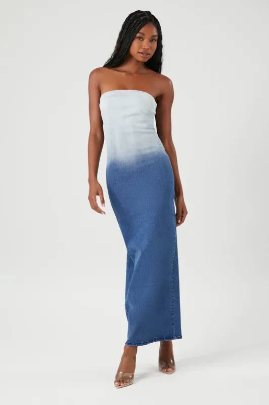 Ombre Denim Tube Maxi Dress sold by Urban Planet