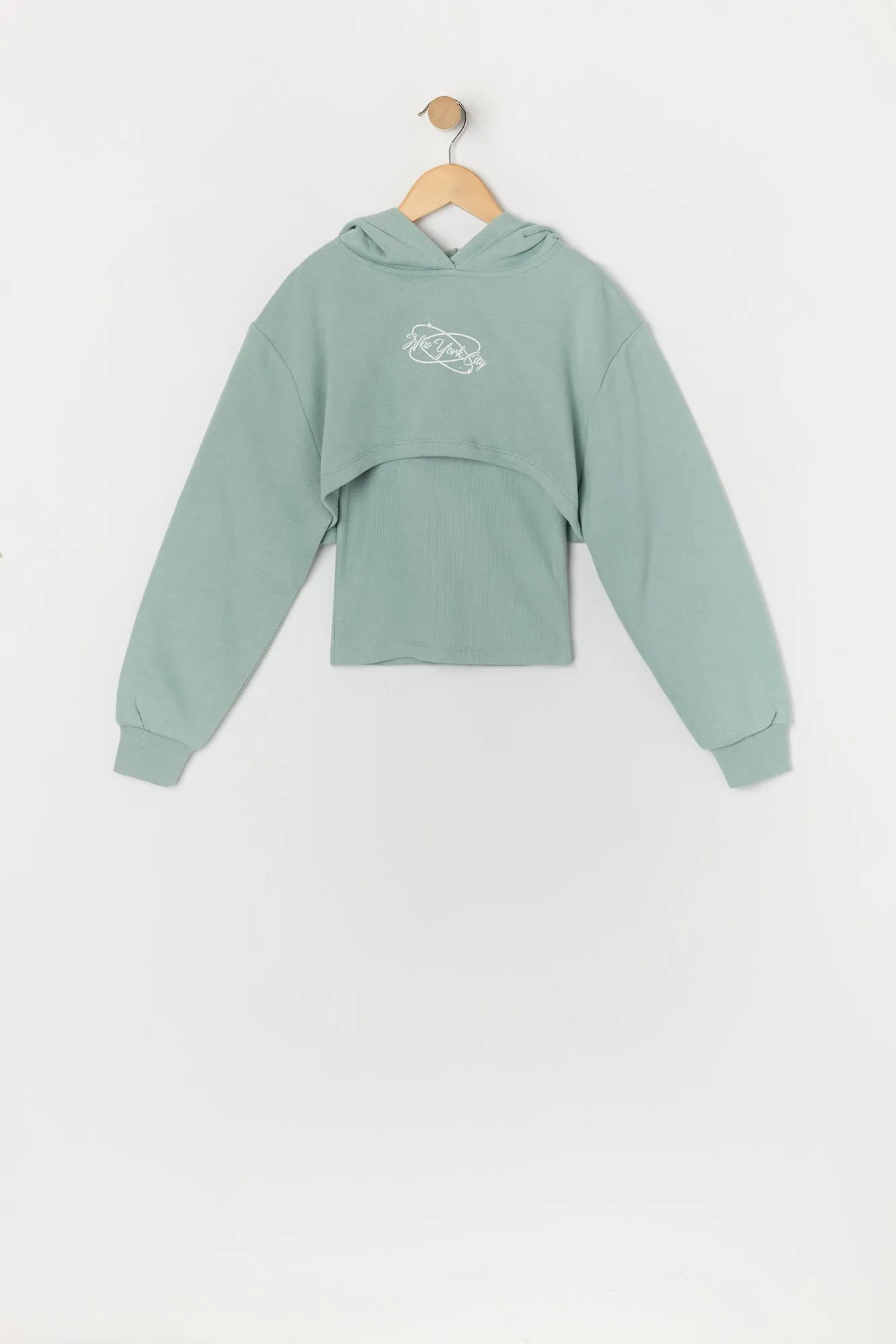 Girls New York City Graphic Cropped Hoodie and Tank sold by Urban Planet