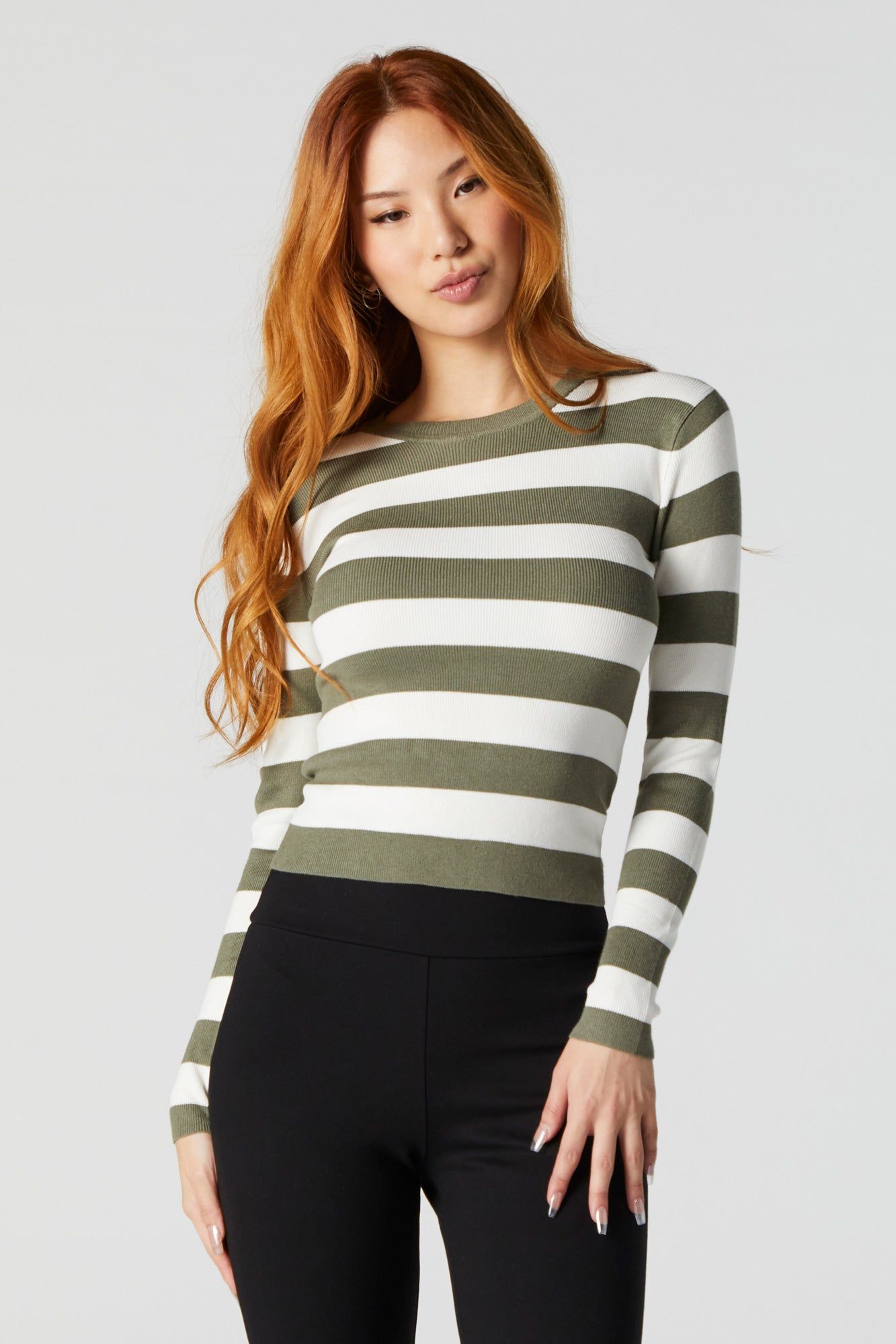 Wide Striped Ribbed Long Sleeve Top sold by Urban Planet
