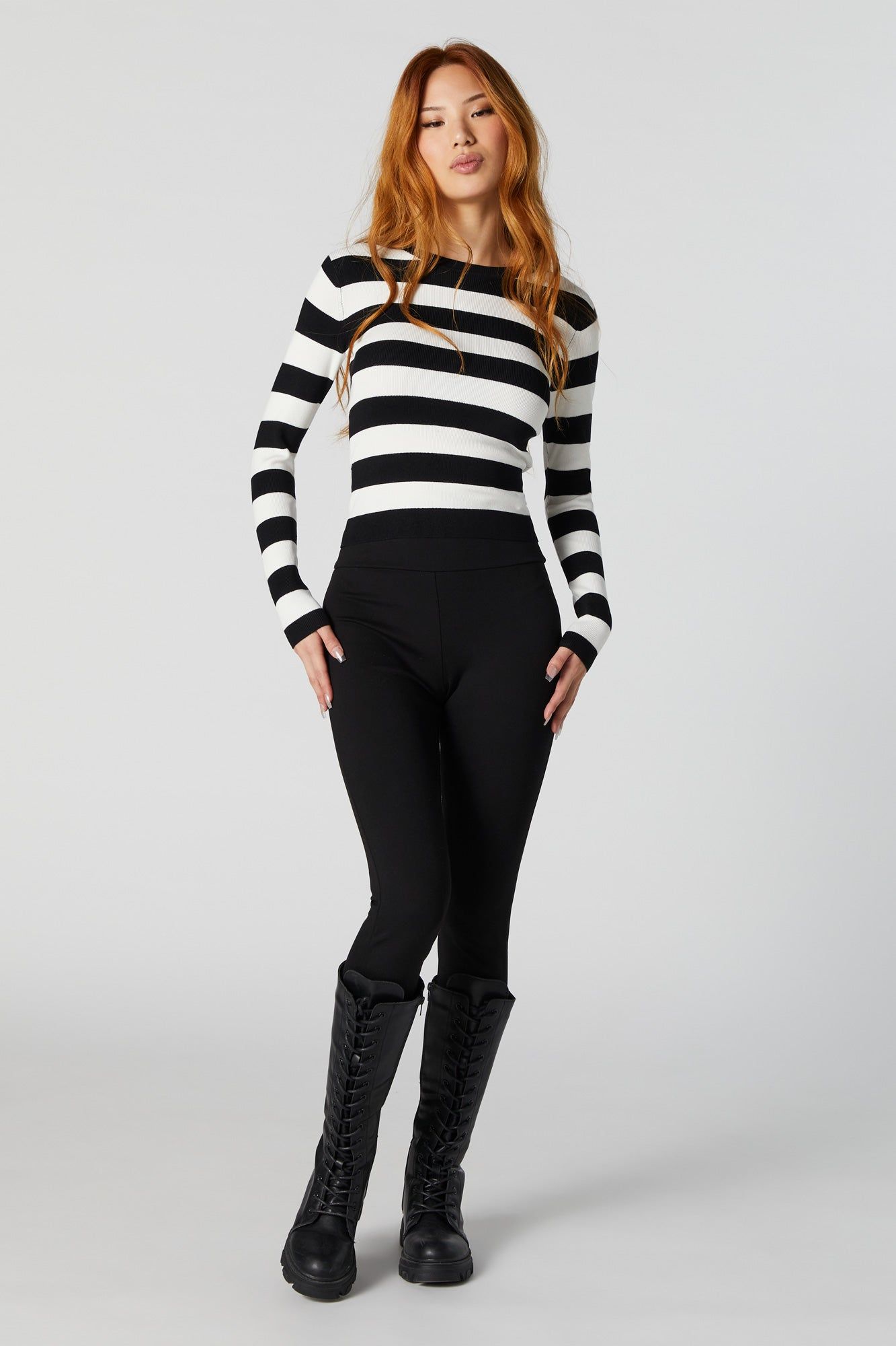 Wide Striped Ribbed Long Sleeve Top sold by Urban Planet product image thumbnail 9
