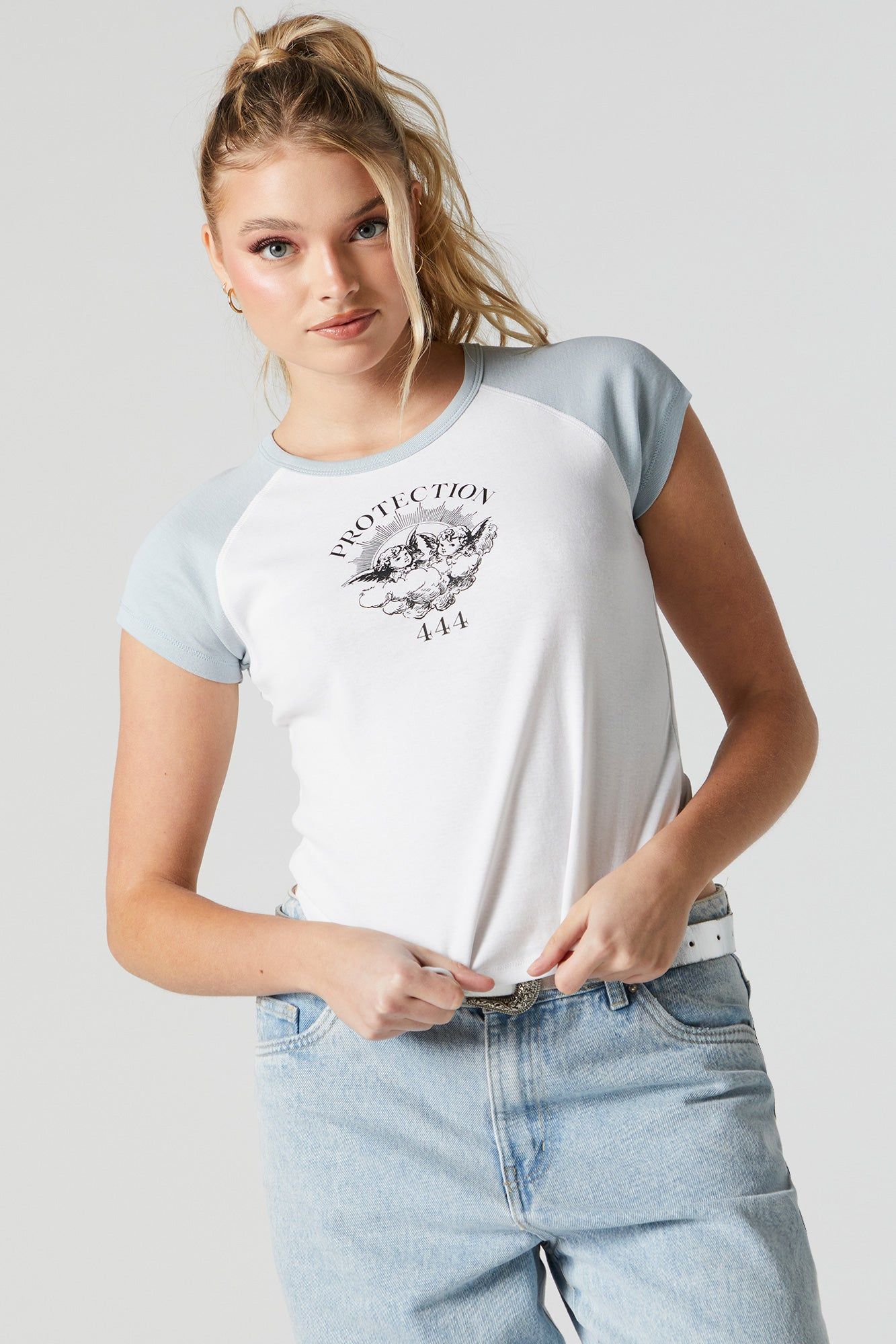 Angel Numbers Graphic Raglan T-Shirt sold by Urban Planet