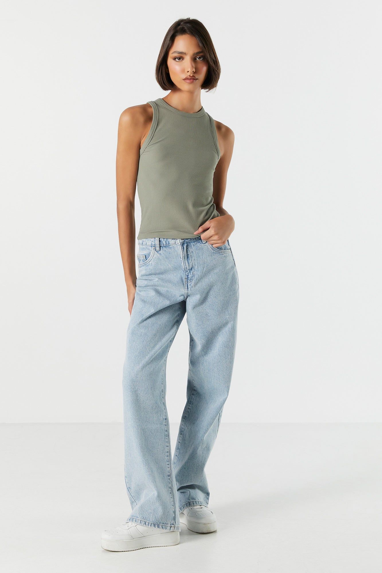 Ribbed High Neck Tank sold by Urban Planet product image thumbnail 3