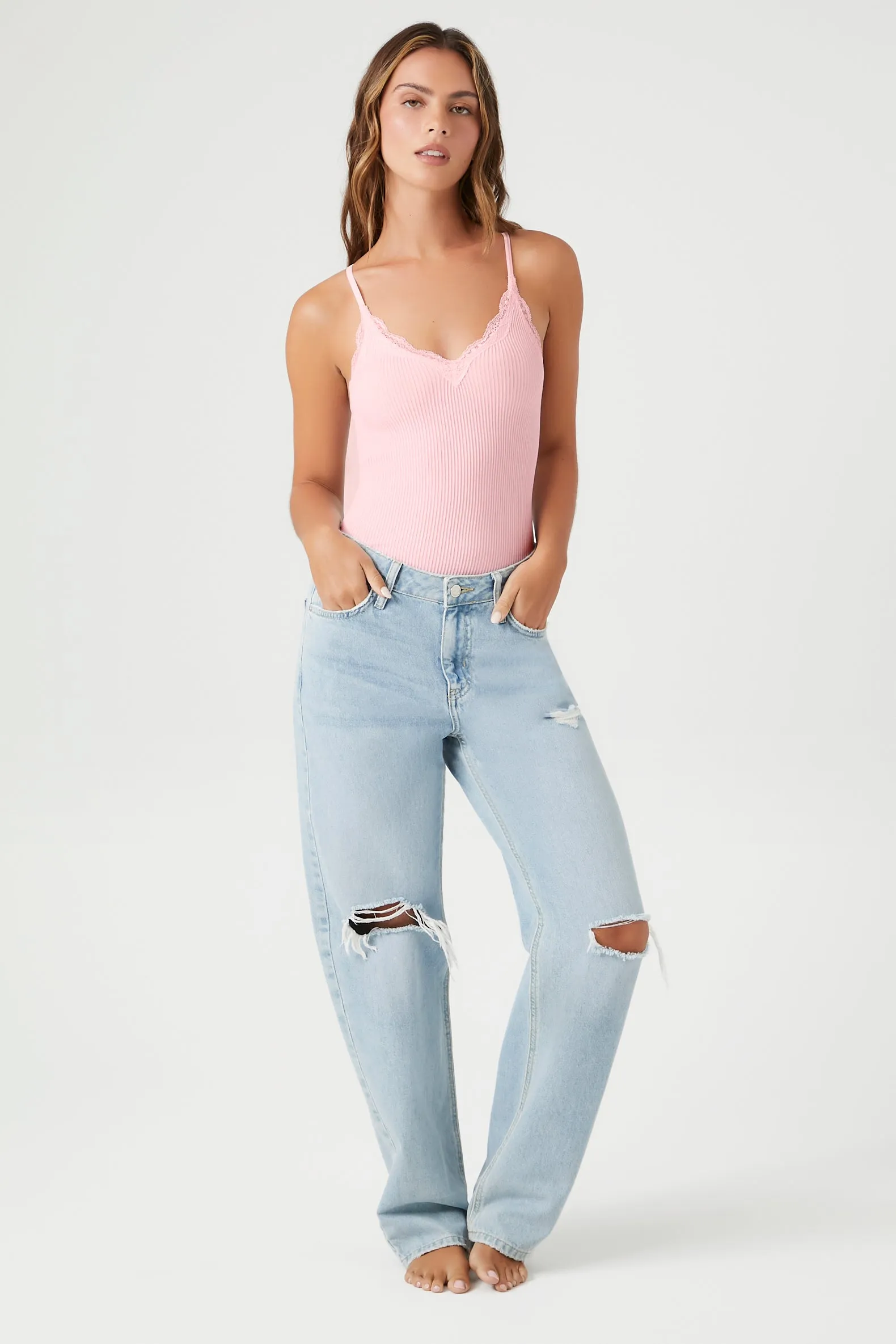 Seamless Lace-Trim Bodysuit sold by Urban Planet product image thumbnail 4