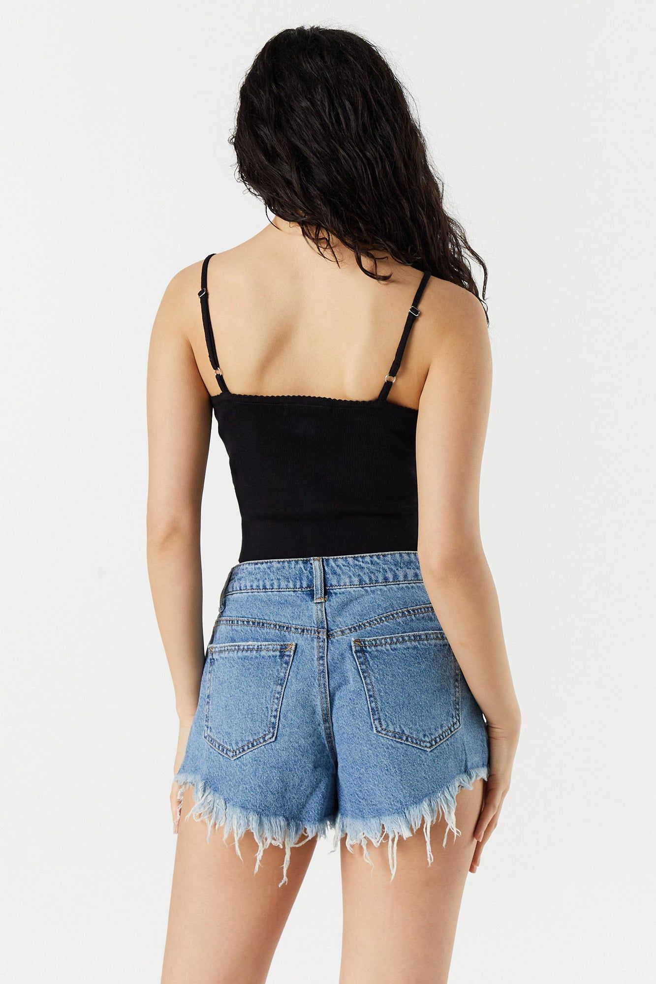 V-Neck Ribbed Cropped Tank sold by Urban Planet product image thumbnail 5