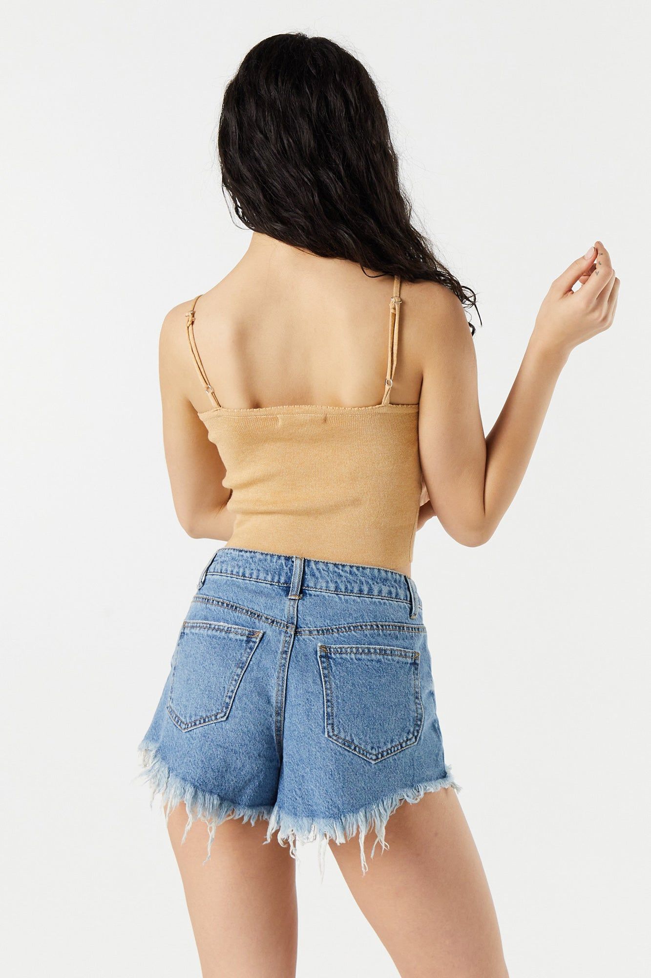 V-Neck Ribbed Cropped Tank sold by Urban Planet product image thumbnail 2