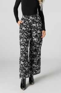 Black Floral Wide Leg Pant sold by Urban Planet