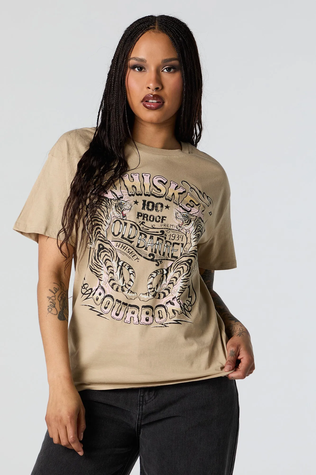 Whiskey Graphic Boyfriend T-Shirt sold by Urban Planet