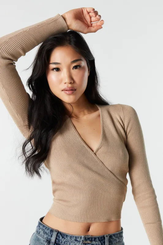 Ribbed Wrap Sweater sold by Urban Planet