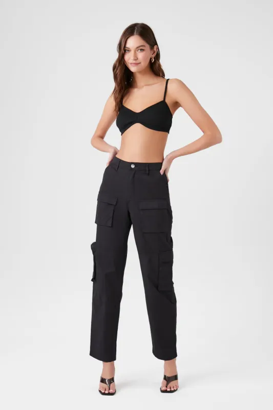 Twill High-Rise Cargo Pants sold by Urban Planet