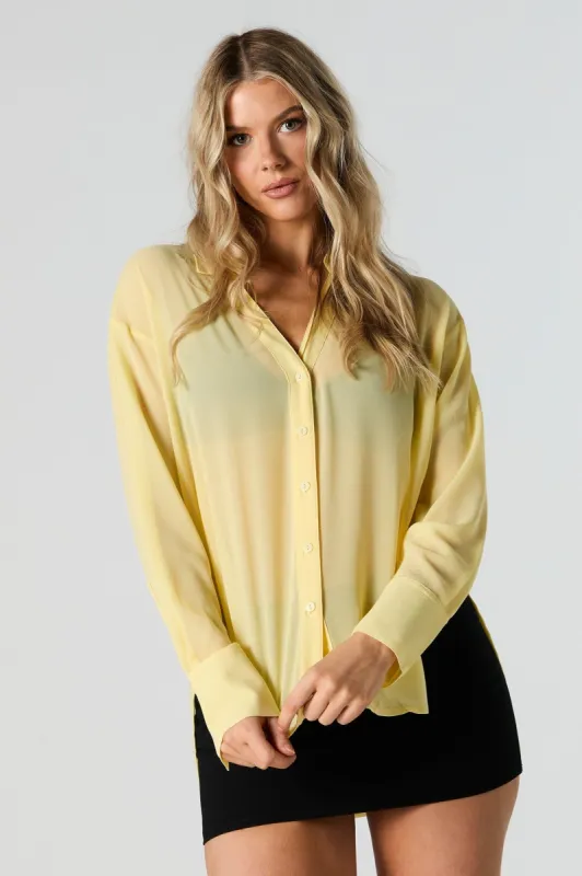 Button-Up Long Sleeve Top sold by Urban Planet
