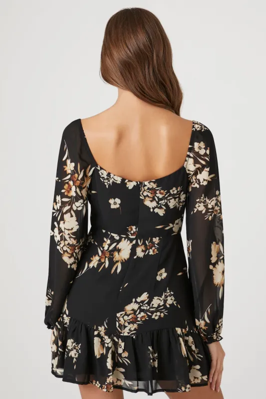 Chiffon Floral Print Mini Dress sold by Urban Planet