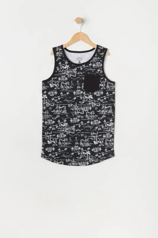 Boys Palm Tree Doodle Print Tank sold by Urban Planet