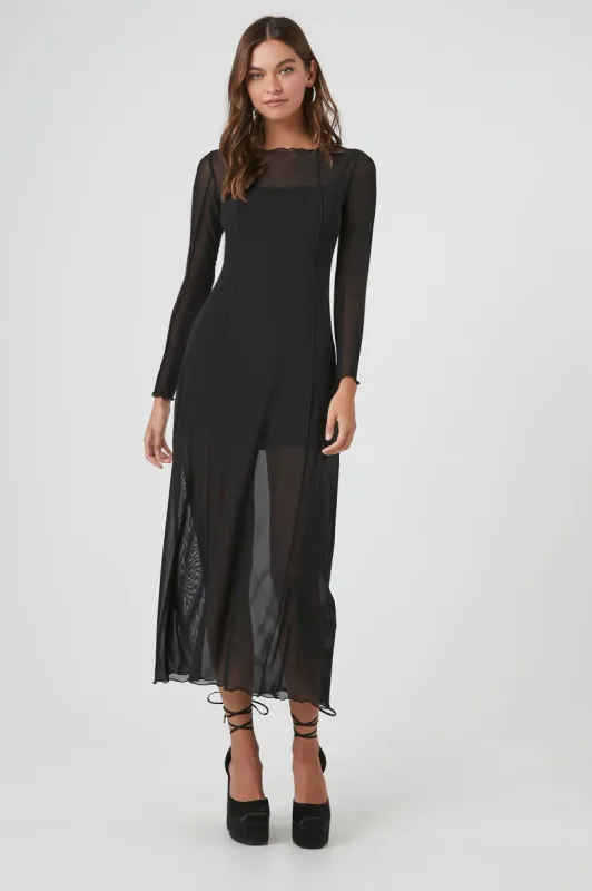 Sheer Mesh Long Sleeve Maxi Dress sold by Urban Planet