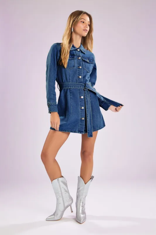 Tie-Front Denim Mini Dress sold by Urban Planet