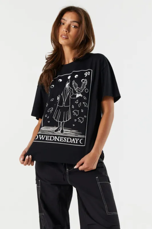Wednesday Addams Graphic Boyfriend T-Shirt sold by Urban Planet