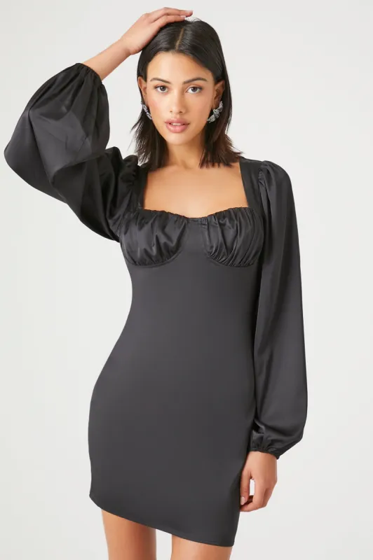 Satin Long Sleeve Mini Dress sold by Urban Planet