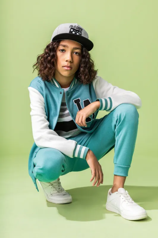 Boys LA Graphic Oversized Varsity Jacket sold by Urban Planet