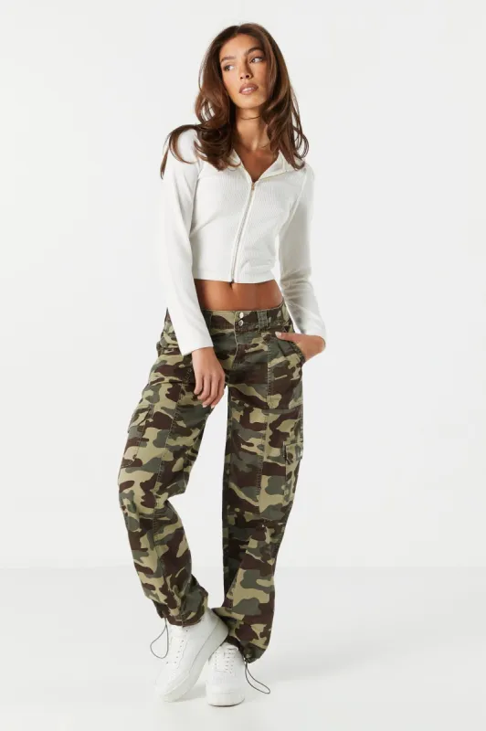 Camo Low Rise Cargo Parachute Pant sold by Urban Planet