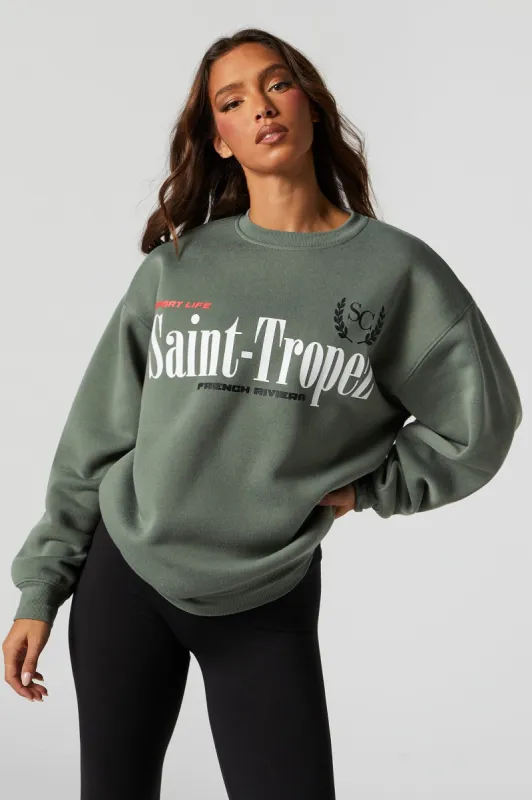 Saint-Tropez Graphic Fleece Sweatshirt sold by Urban Planet