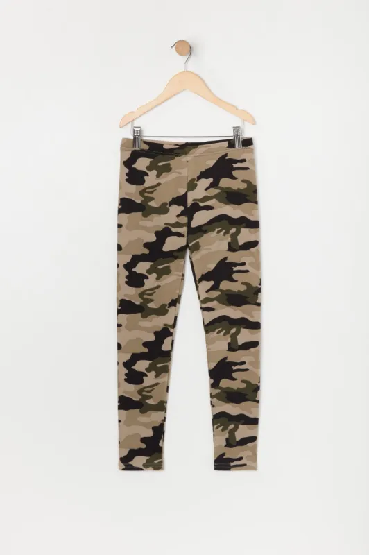 Girls Camo Print Fleece Legging sold by Urban Planet