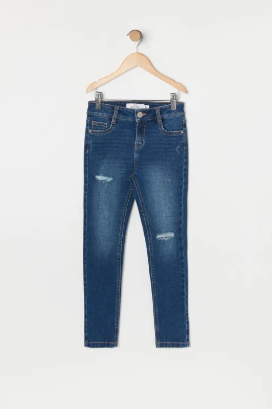 Girls Miami Dark Wash Distressed Denim Jean sold by Urban Planet