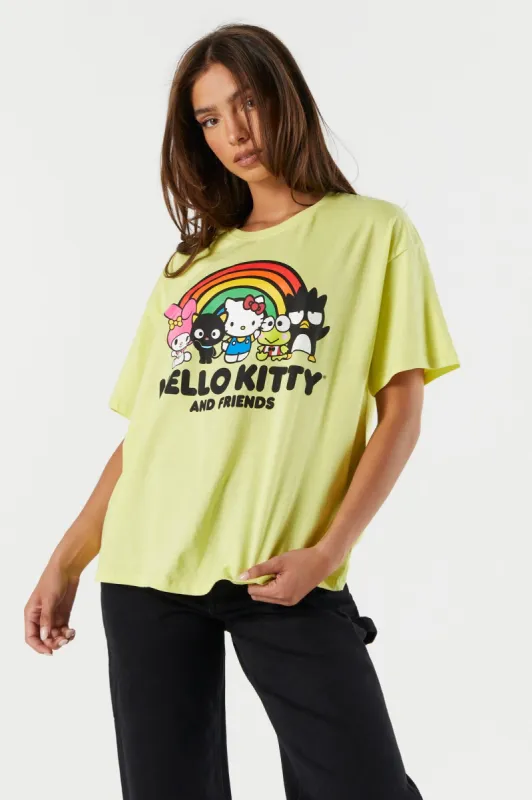 Yellow Hello Kitty and Friends Graphic Boyfriend T-Shirt sold by Urban Planet