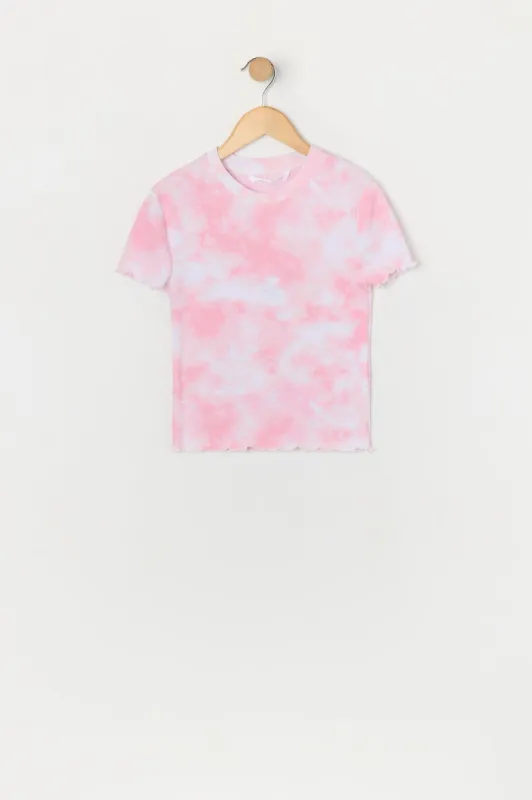 Girls Tie Dye Lettuce Hem Baby T-Shirt sold by Urban Planet