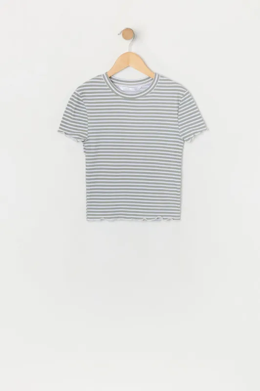Girls Striped Lettuce Hem Baby T-Shirt sold by Urban Planet