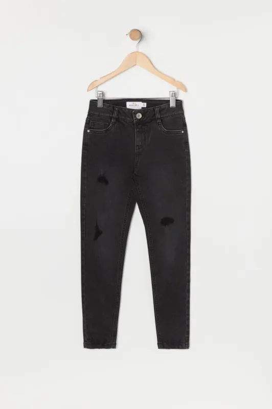 Girls Miami Black Wash Distressed Denim Jean sold by Urban Planet