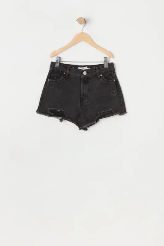 Short vintage Chelsea déchiré noir à taille haute pour fille sold by Urban Planet