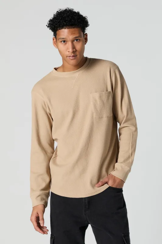 Waffle Knit Long Sleeve Top sold by Urban Planet
