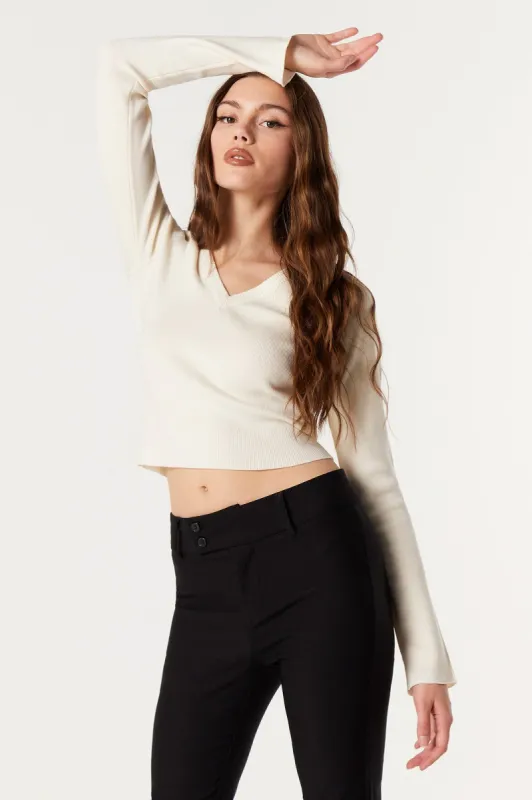V-Neck Cropped Knit Sweater sold by Urban Planet