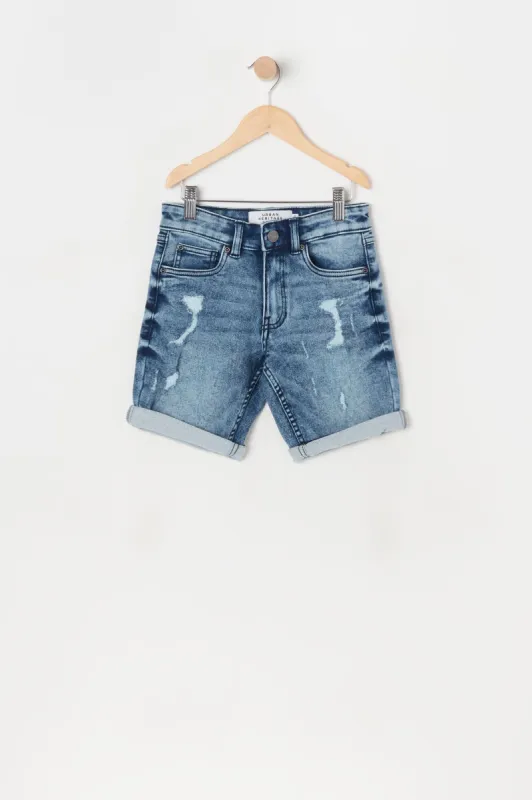 Boys Eco-Friendly Distressed Denim Short sold by Urban Planet