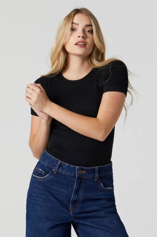 Ribbed Short Sleeve Bodysuit sold by Urban Planet