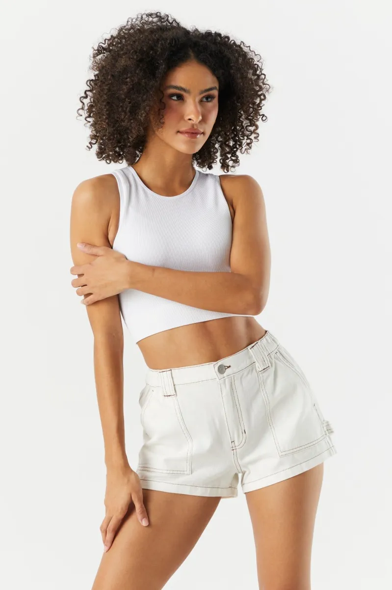 Short de menuisier en denim à taille haute sold by Urban Planet