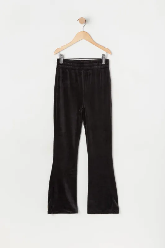 Pantalon à jambe évasée en velours pour fille noir sold by Urban Planet