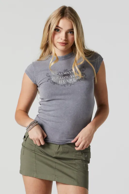 Follow Your Heart Graphic Washed T-Shirt sold by Urban Planet