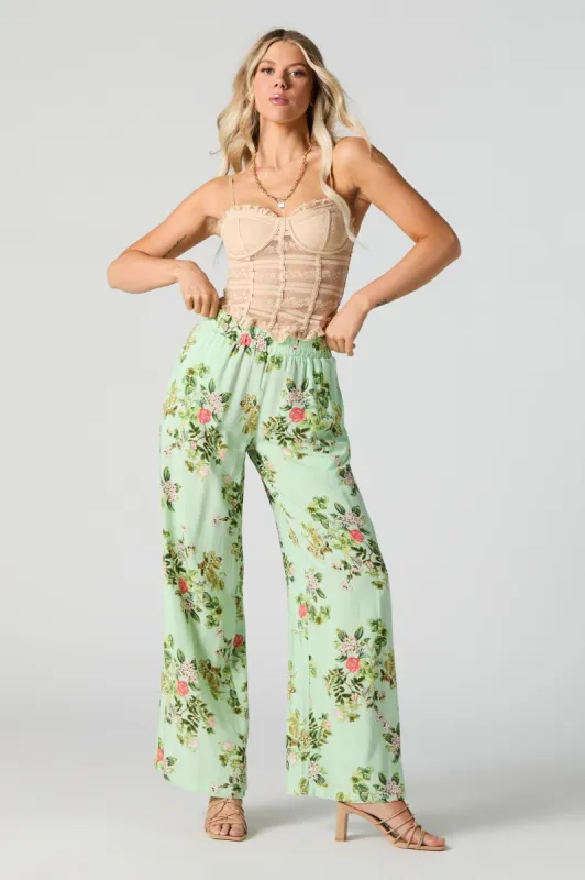 Green Floral Wide Leg Pant sold by Urban Planet