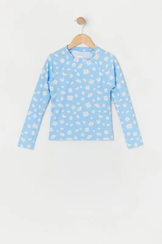 Girls Daisy Print Rashguard with built-in cups sold by Urban Planet