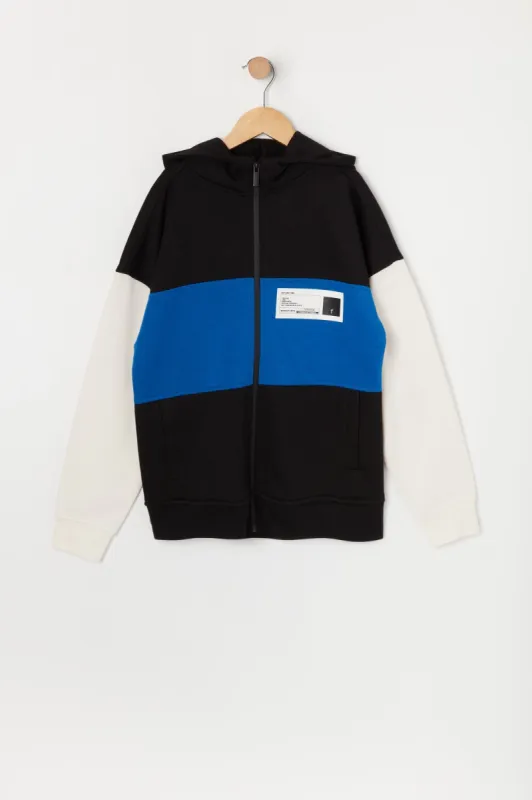 Boys Colourblock Zip-Up Hoodie sold by Urban Planet