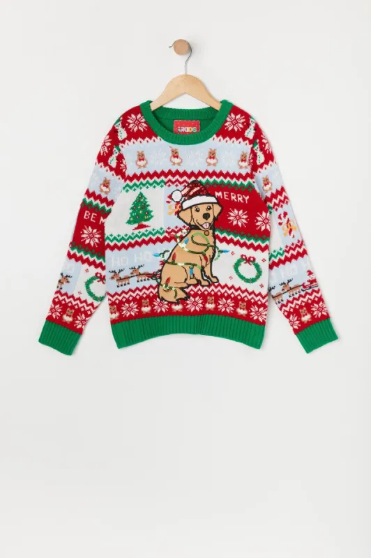 Girls Puppy Knit Christmas Sweater sold by Urban Planet