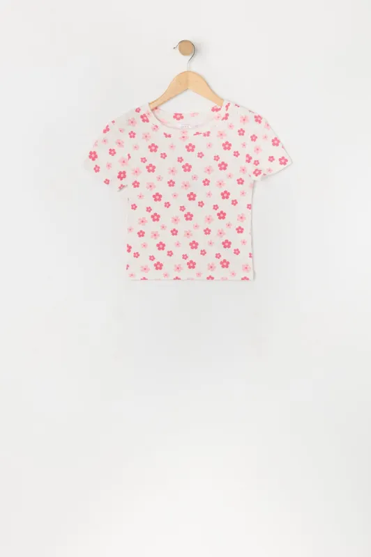 Girls Floral Print Pointelle Baby T-Shirt sold by Urban Planet