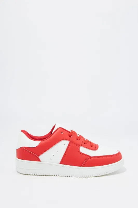 Boys Red Colour Block Lace Up Sneaker sold by Urban Planet
