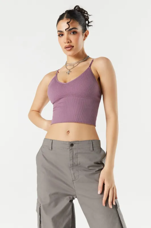 Bralette côtelée courte à encolure en V sold by Urban Planet