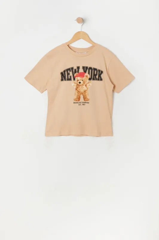 Girls New York Teddy Graphic T-Shirt sold by Urban Planet