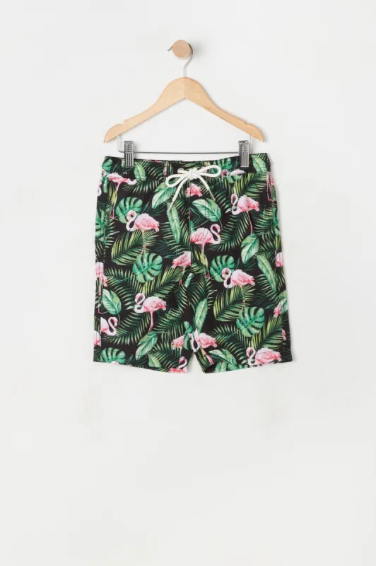 Boys Flamingo and Palm Print Board Short sold by Urban Planet